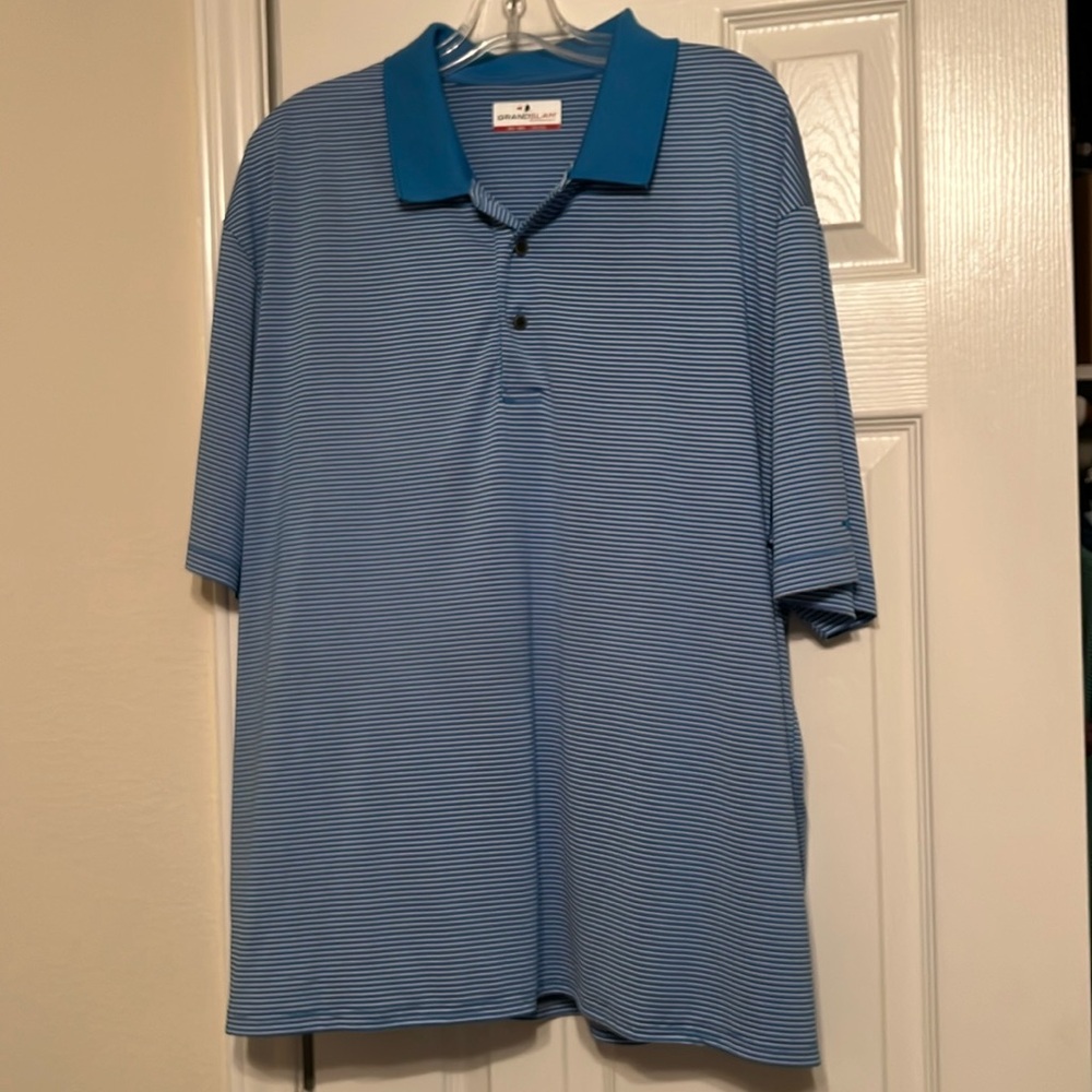 Grand Slam Blue and White Polo Shirt Classic Design